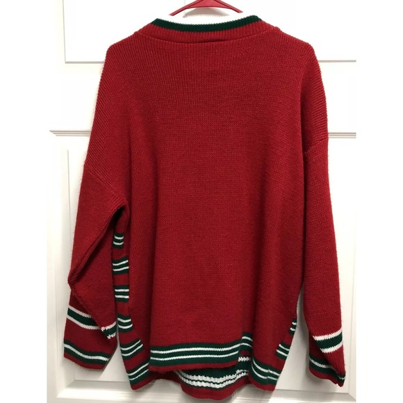 Vintage 80's Disney Mickey Mouse Ugly Christmas Knit Sweater Stripe Sweater A26 - Picture 2 of 3